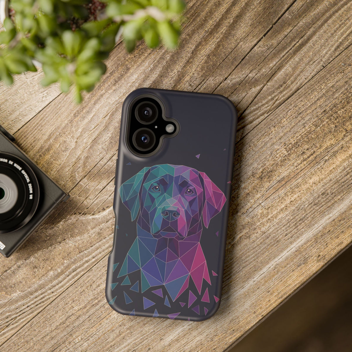 Geometric Labrador Phone Case — Tough Magnetic Case with Wireless Charging