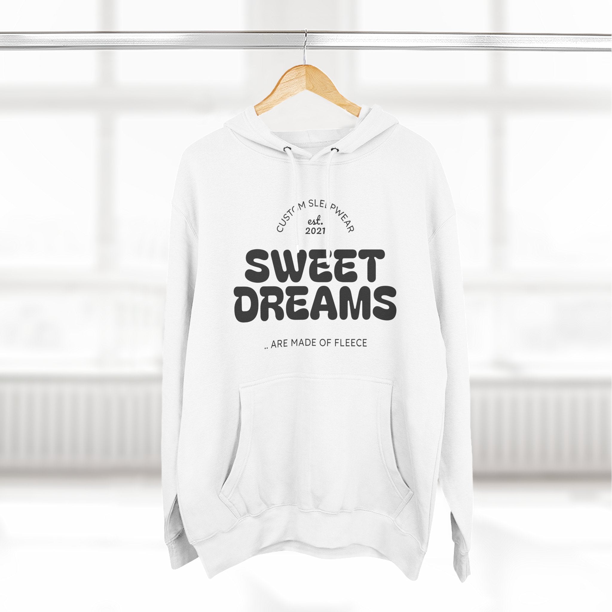 Sweet Dreams Hoodie — Cozy Fleece Pullover with Retro Script