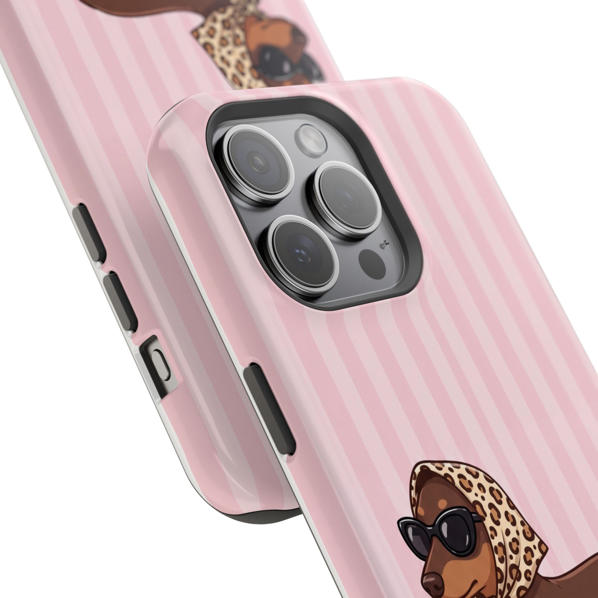 Preppy Dachshund Phone Case — Impact-Resistant Wireless Charging Cover
