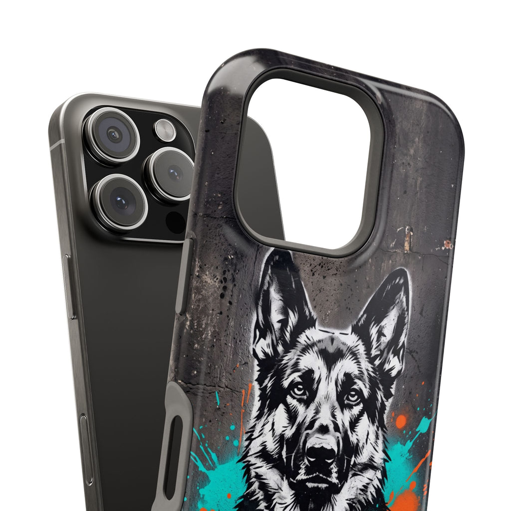 German Shepherd Phone Case | Graffiti Street Art — Tough Magnetic Case with Wireless Charging