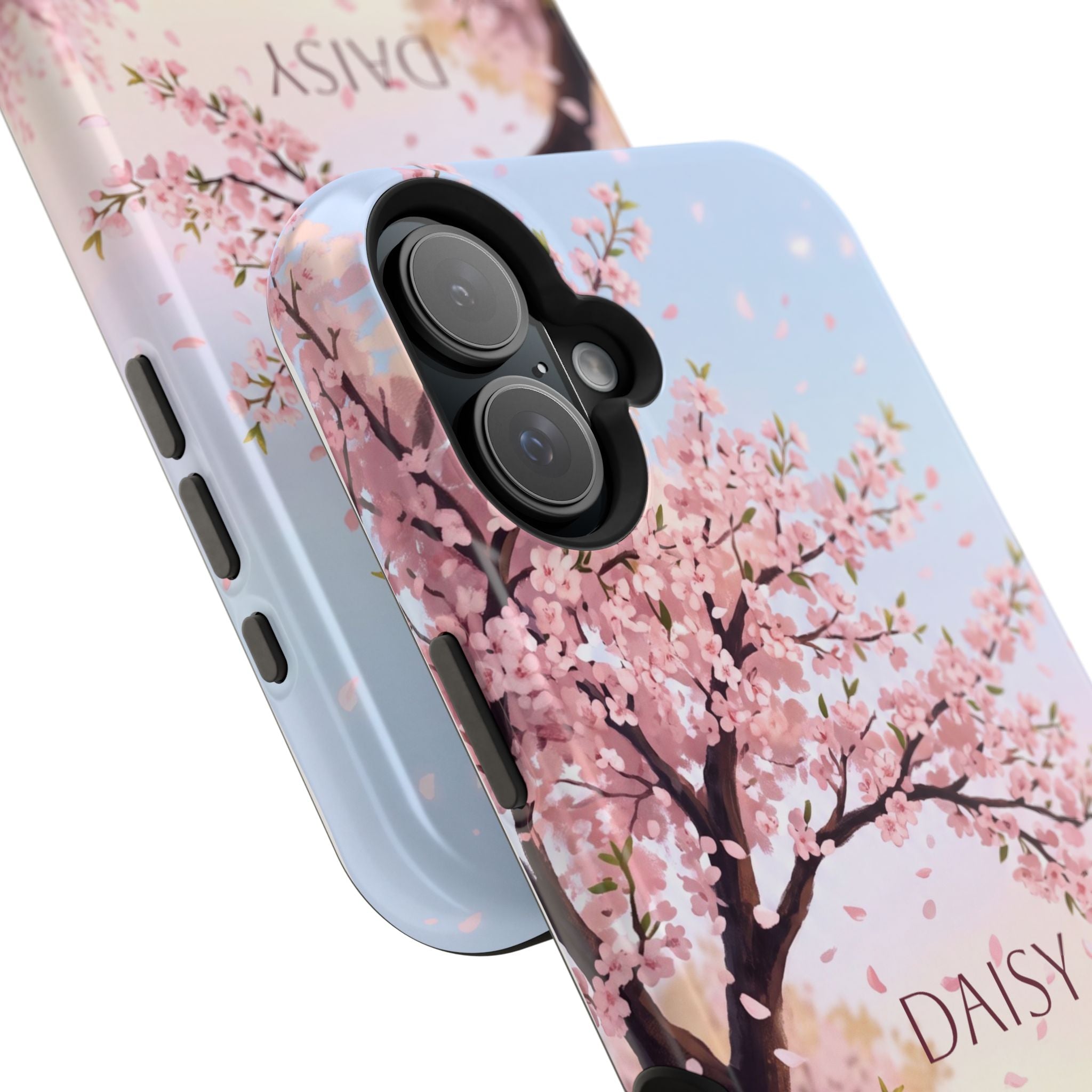 Personalized Dachshund Cherry Blossom Phone Case — Wireless Charging Cover