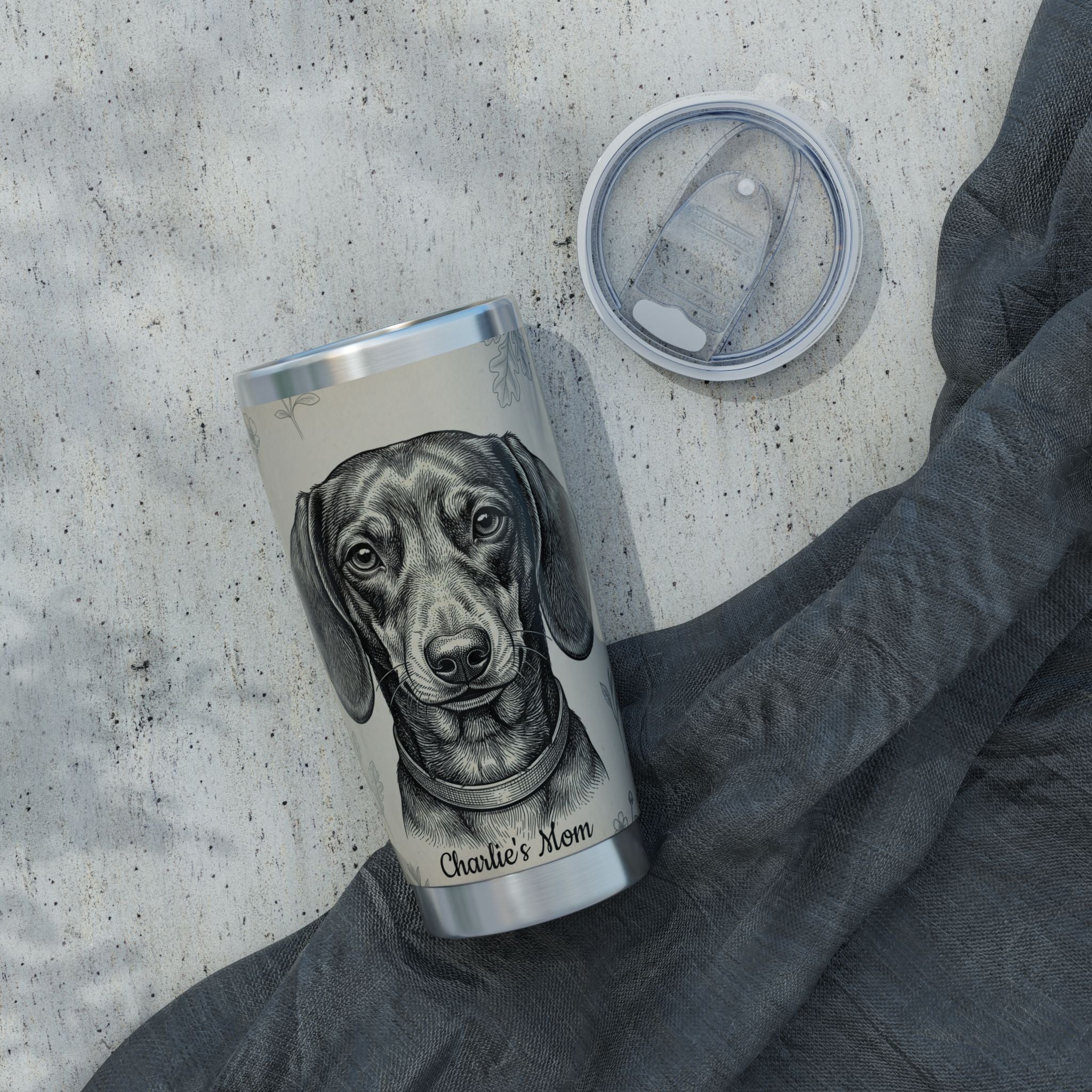 Dachshund Tumbler Personalized – 20 oz Stainless Steel Travel Mug with Custom Name, Vintage Engraving Design