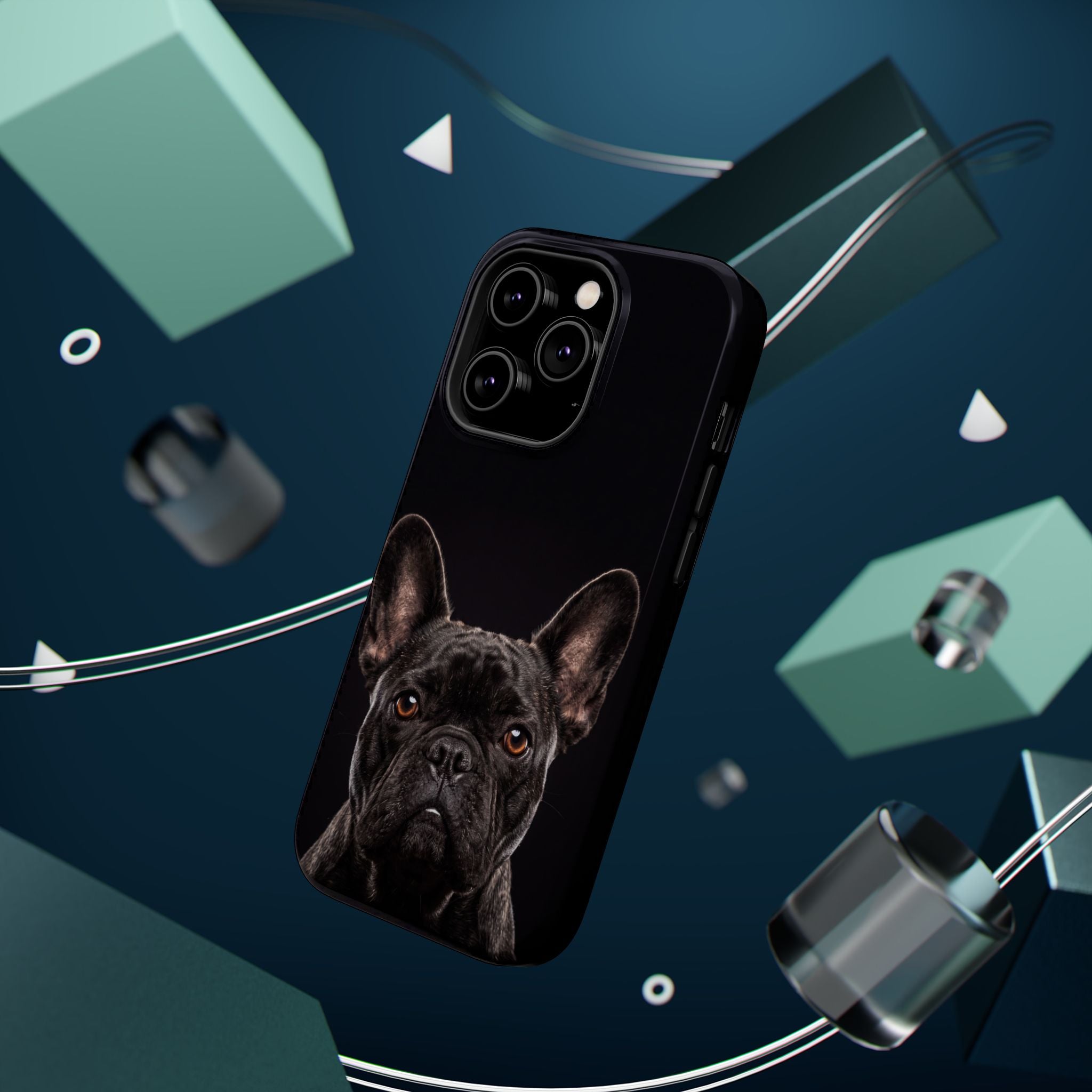 Black French Bulldog Phone Case — Impact-Resistant Wireless Charging Cover