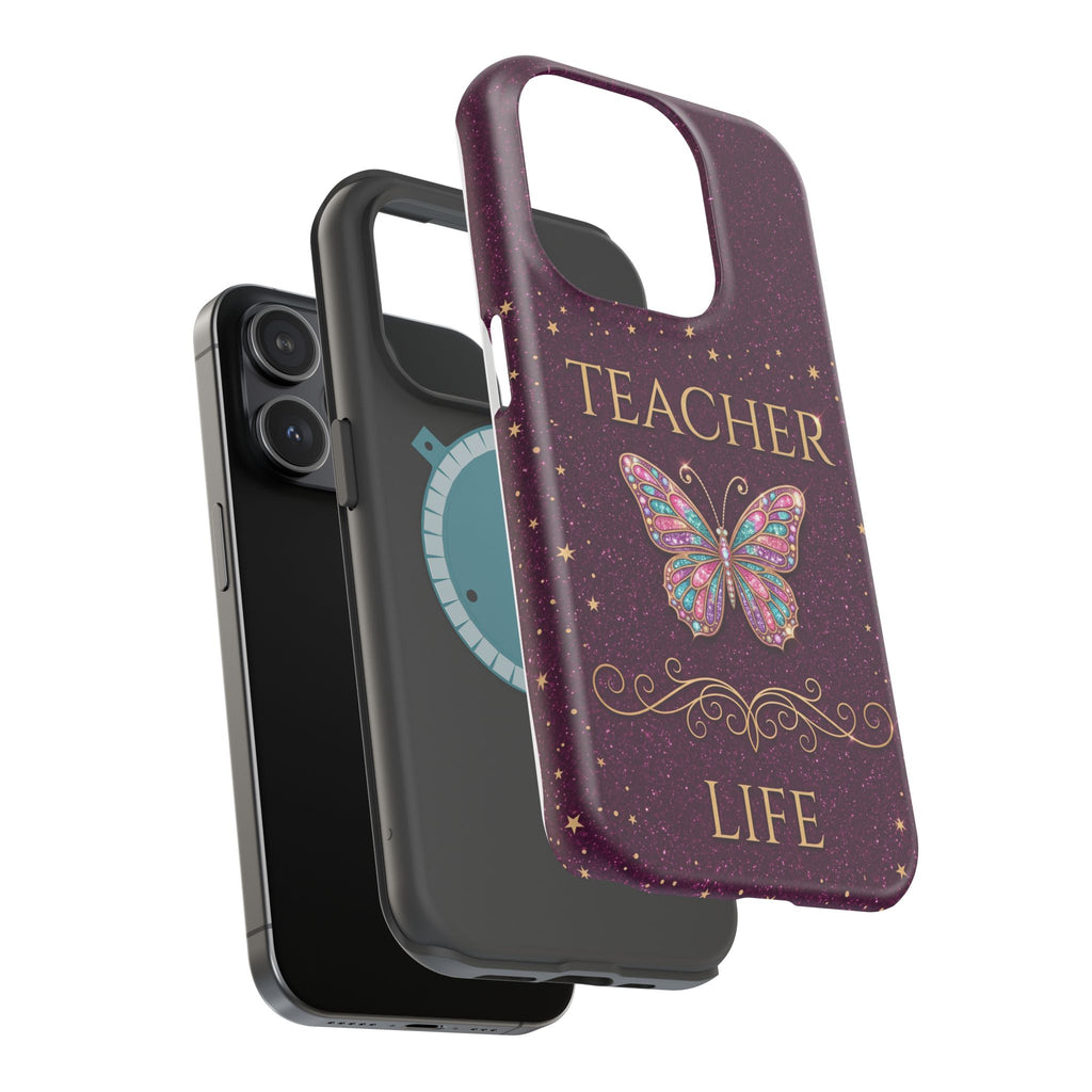 Teacher Life Glitter Butterfly Phone Case — Wireless Charging Cover