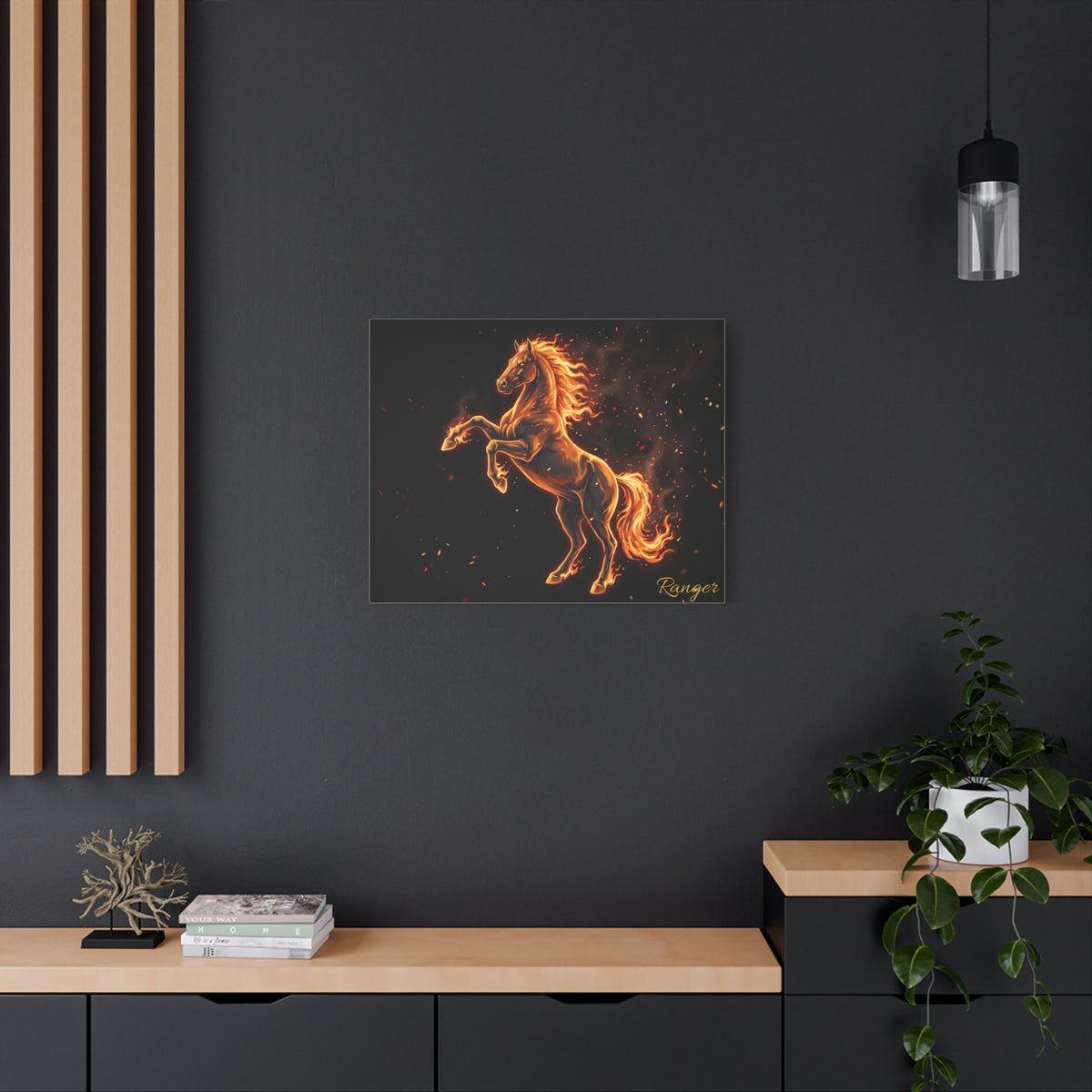Horse Personalized Canvas | Fire and Embers Rearing Horse Wall Art