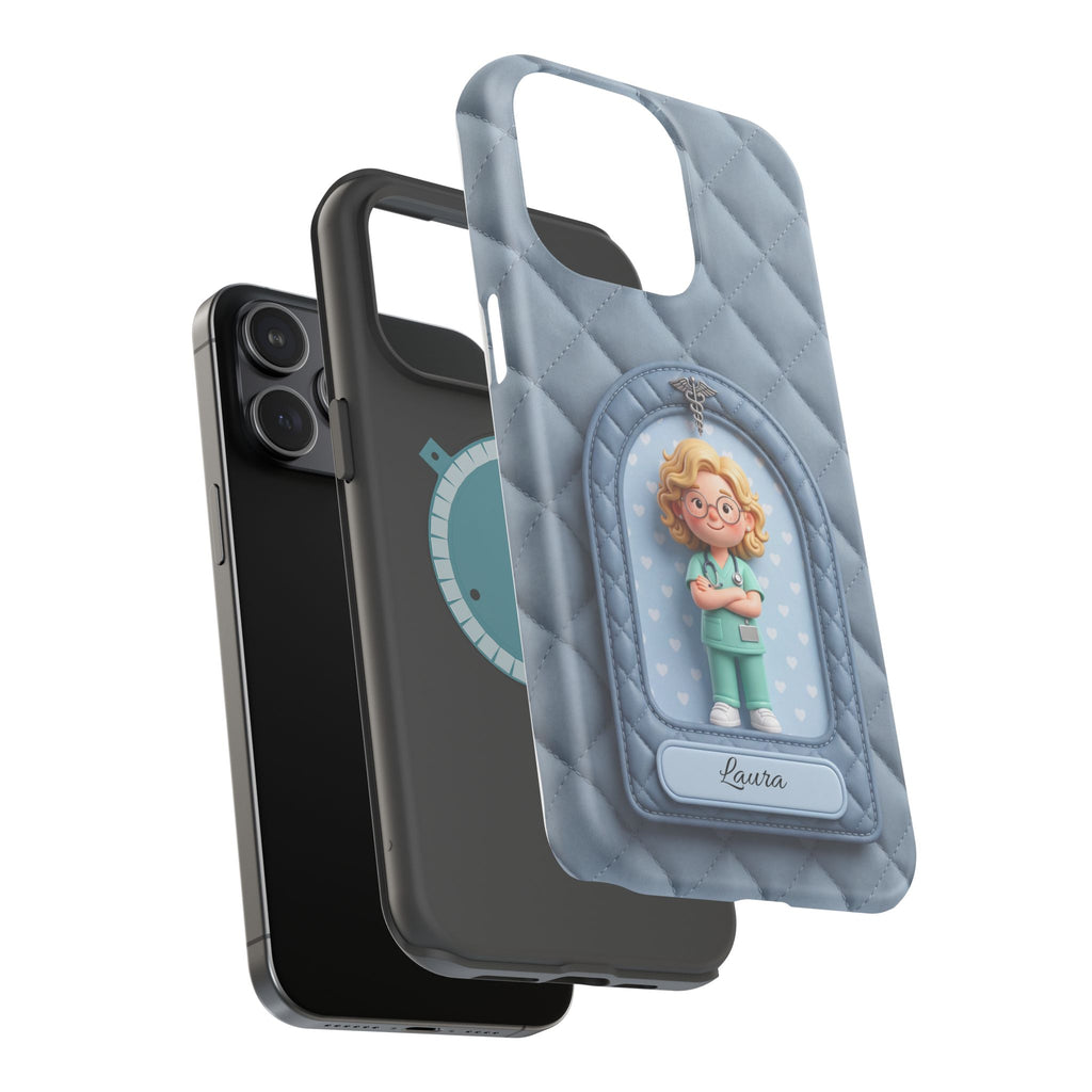 Personalized Quilted Nurse Phone Case — Wireless Charging Cover