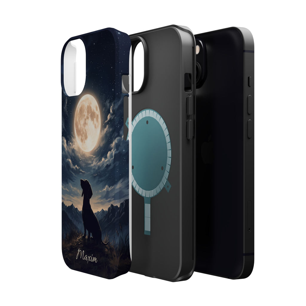 Personalized Dachshund Moonlight Phone Case — Wireless Charging Cover