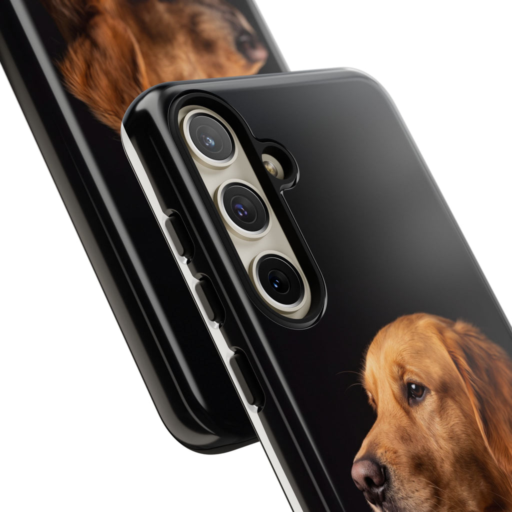Golden Retriever Portrait Phone Case | Realistic Dog Photo on Black Background | iPhone & Samsung