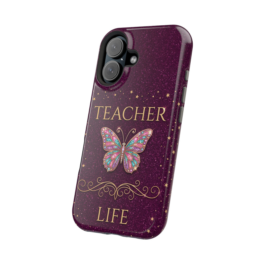 Teacher Life Glitter Butterfly Phone Case — Wireless Charging Cover