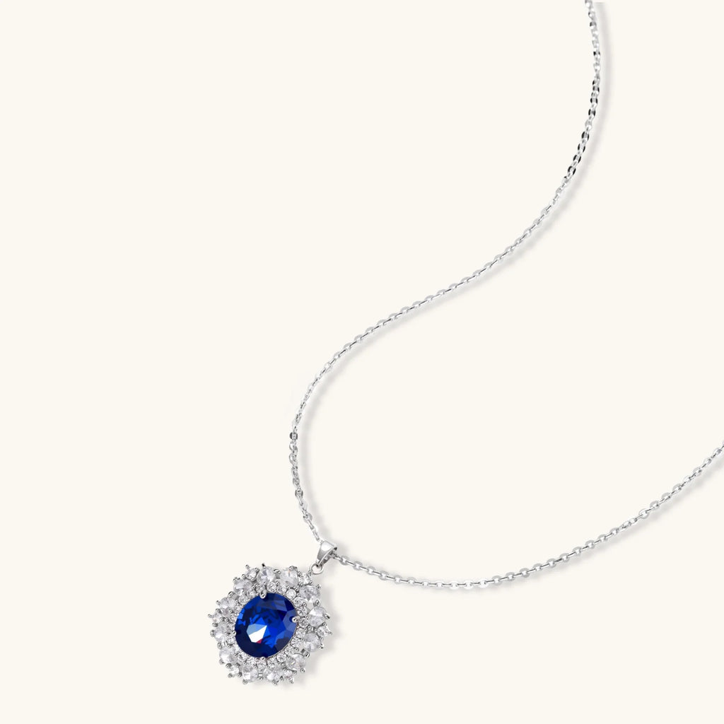 Royal Sapphire Halo Jewelry Set
