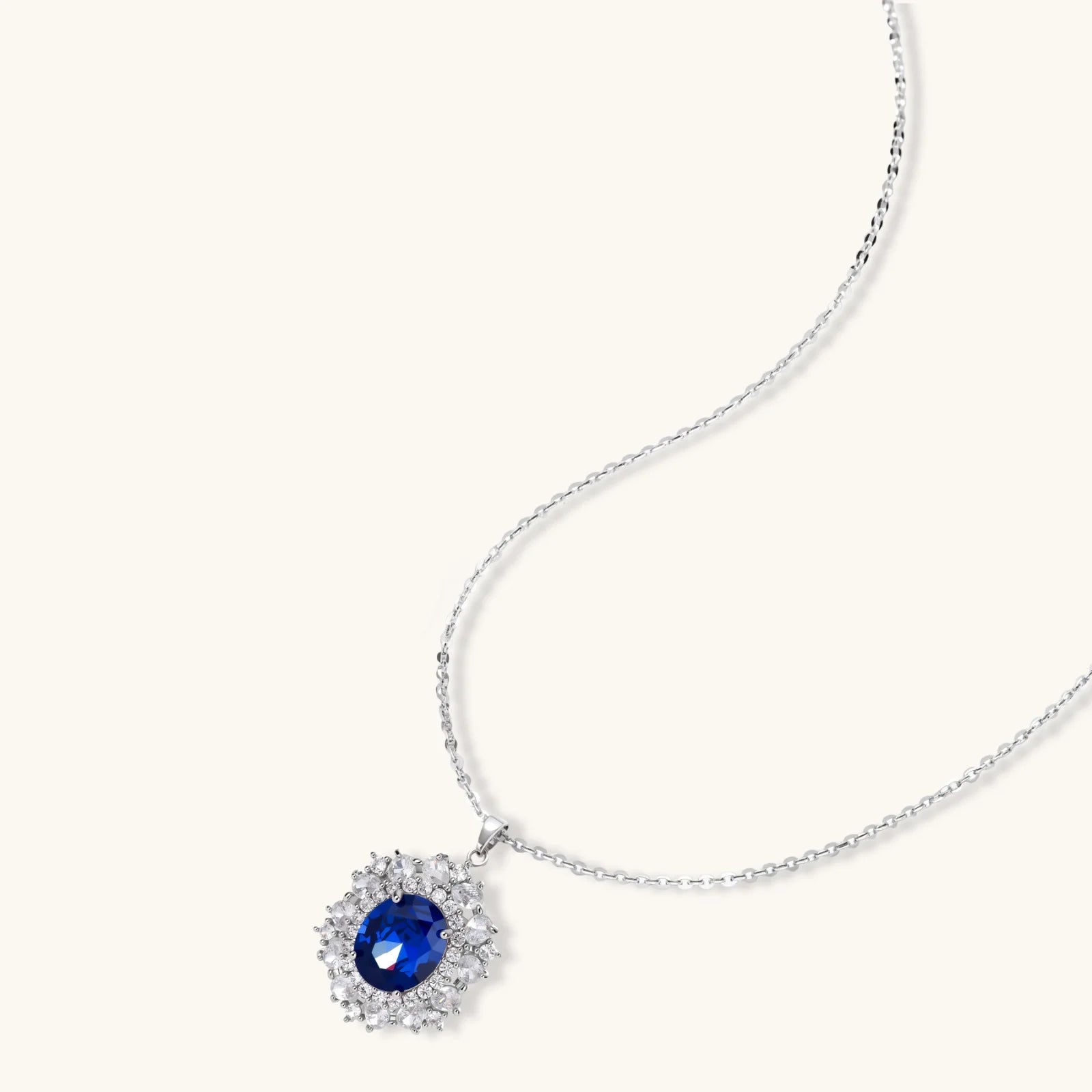 Royal Sapphire Halo Jewelry Set