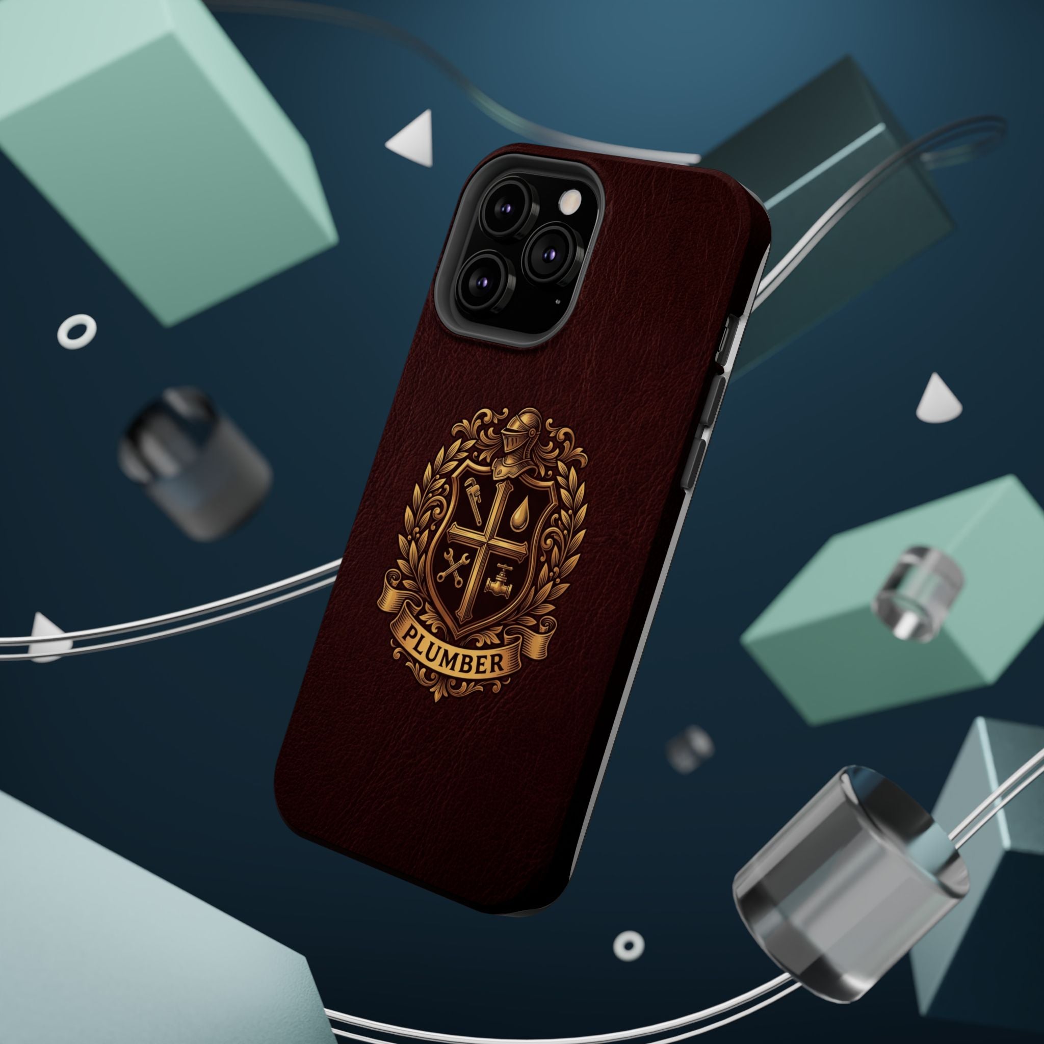 Plumber Crest Phone Case — Heraldic Shield Design Wireless Charging Cover