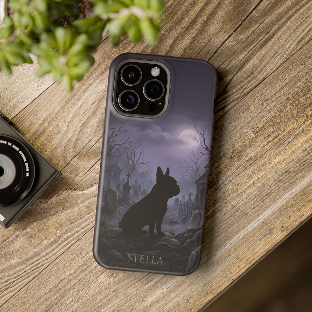 Personalized French Bulldog Moonlit Graveyard Phone Case — Wireless Charging Cover