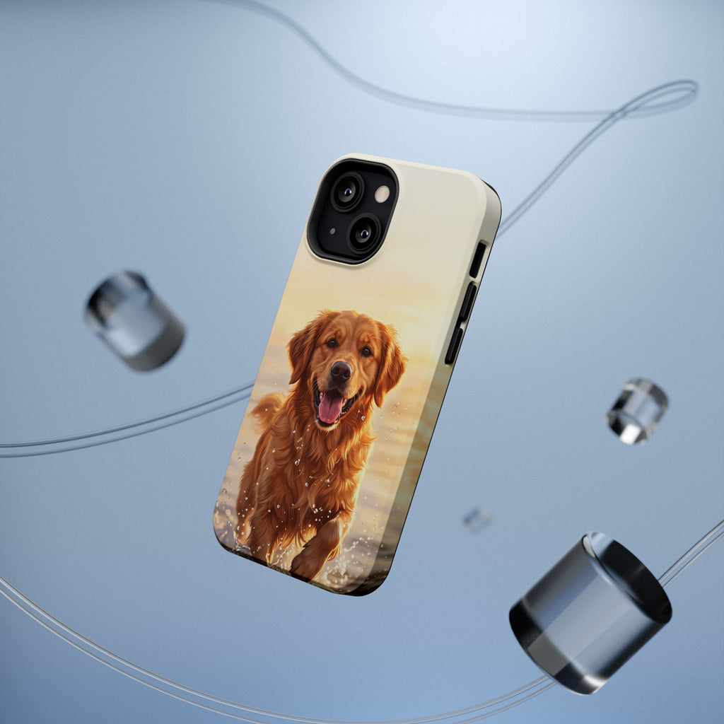 Beach Golden Retriever Phone Case — Impact-Resistant Wireless Charging Cover