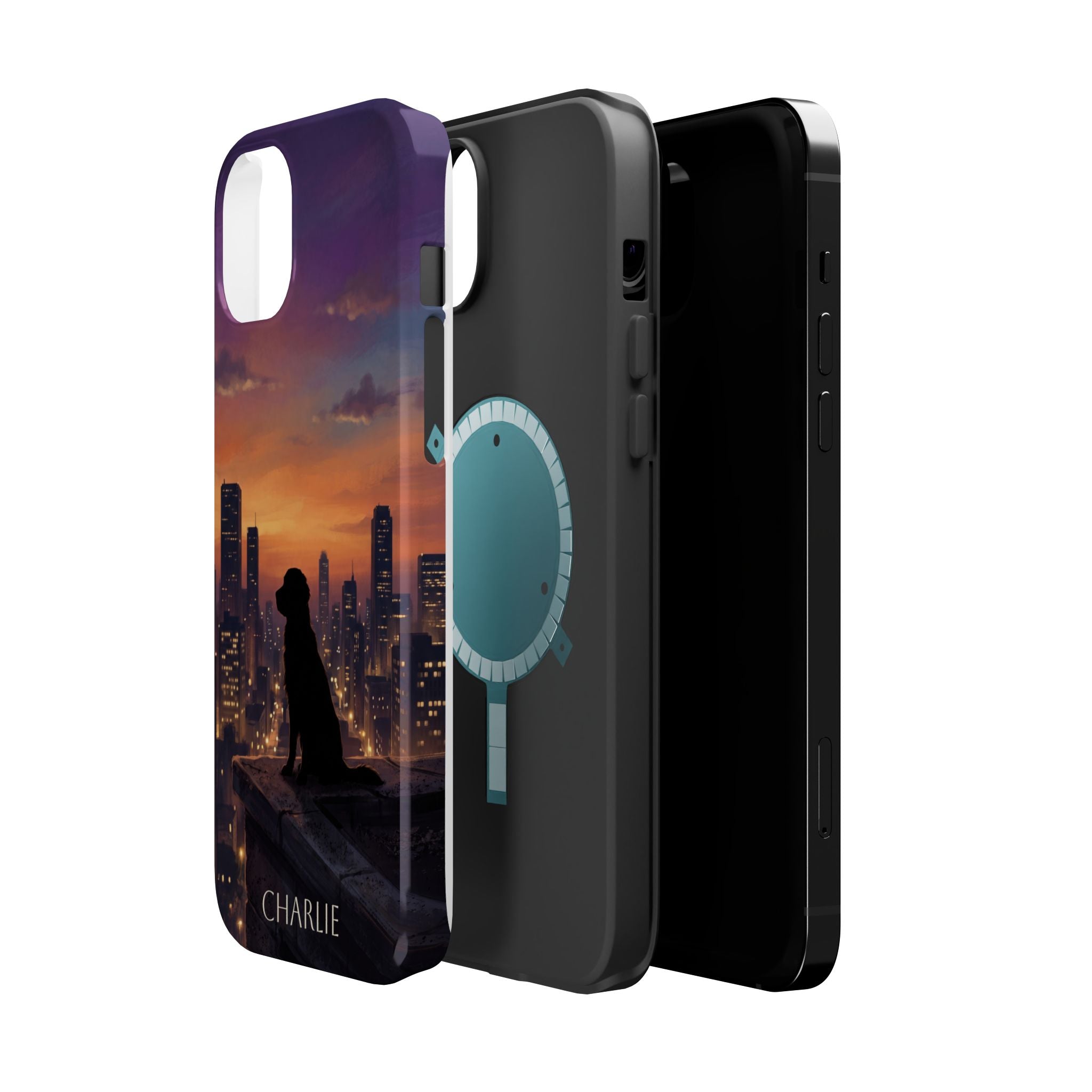 Personalized Golden Retriever City Skyline Phone Case — Wireless Charging Cover