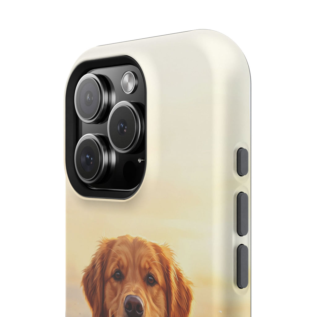 Beach Golden Retriever Phone Case — Impact-Resistant Wireless Charging Cover