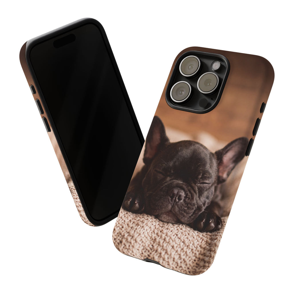 Sleeping French Bulldog Phone Case | Cozy Frenchie Resting on Blanket | iPhone & Samsung