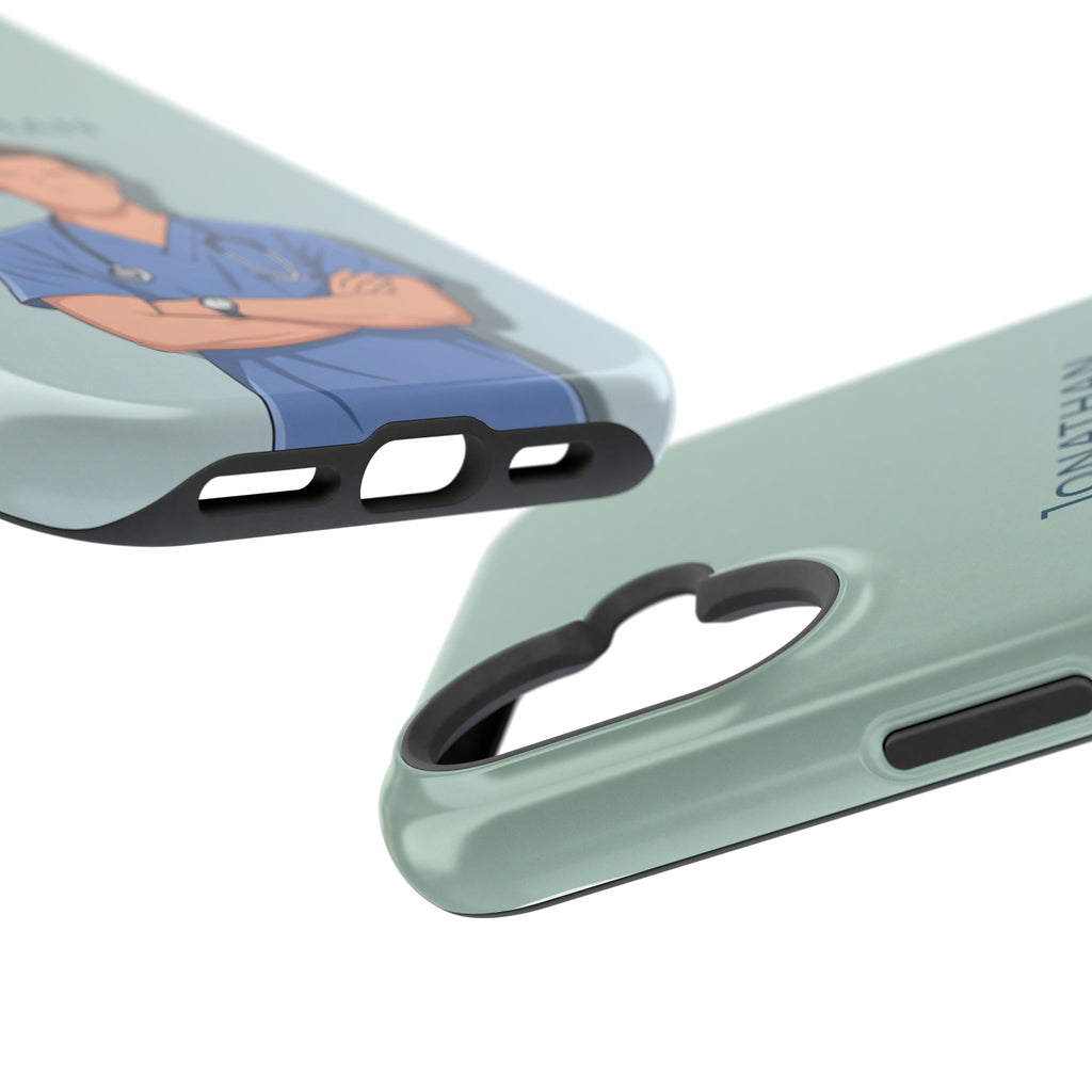 Personalized Nurse Portrait Phone Case — Impact-Resistant Wireless Charging Cover