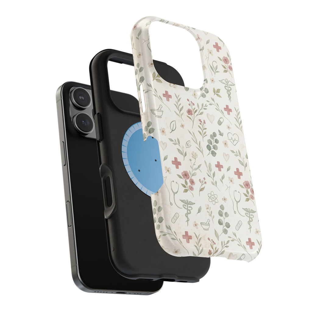Floral Nurse Phone Case — Impact-Resistant Wireless Charging Cover