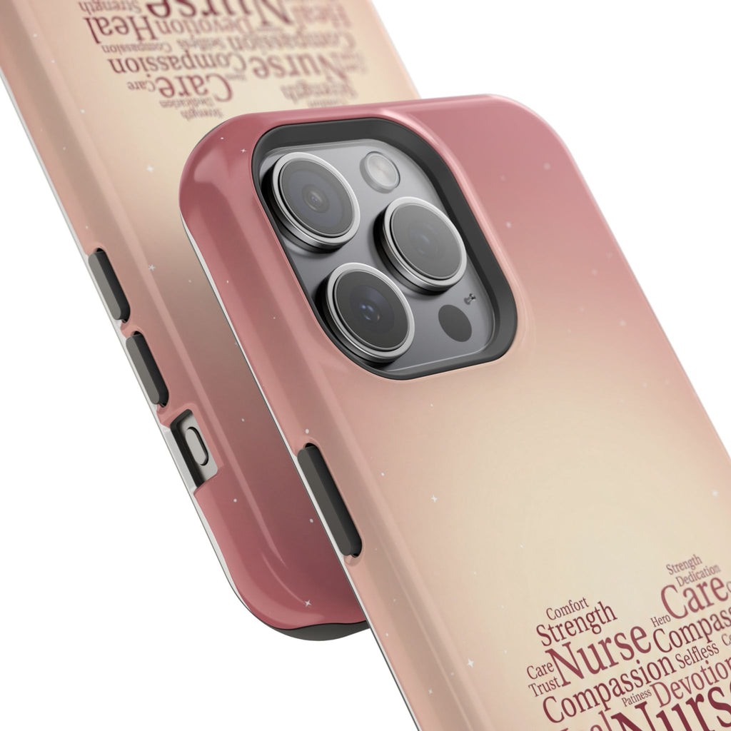 Nurse Heart Word Art Phone Case — Impact-Resistant Wireless Charging Cover