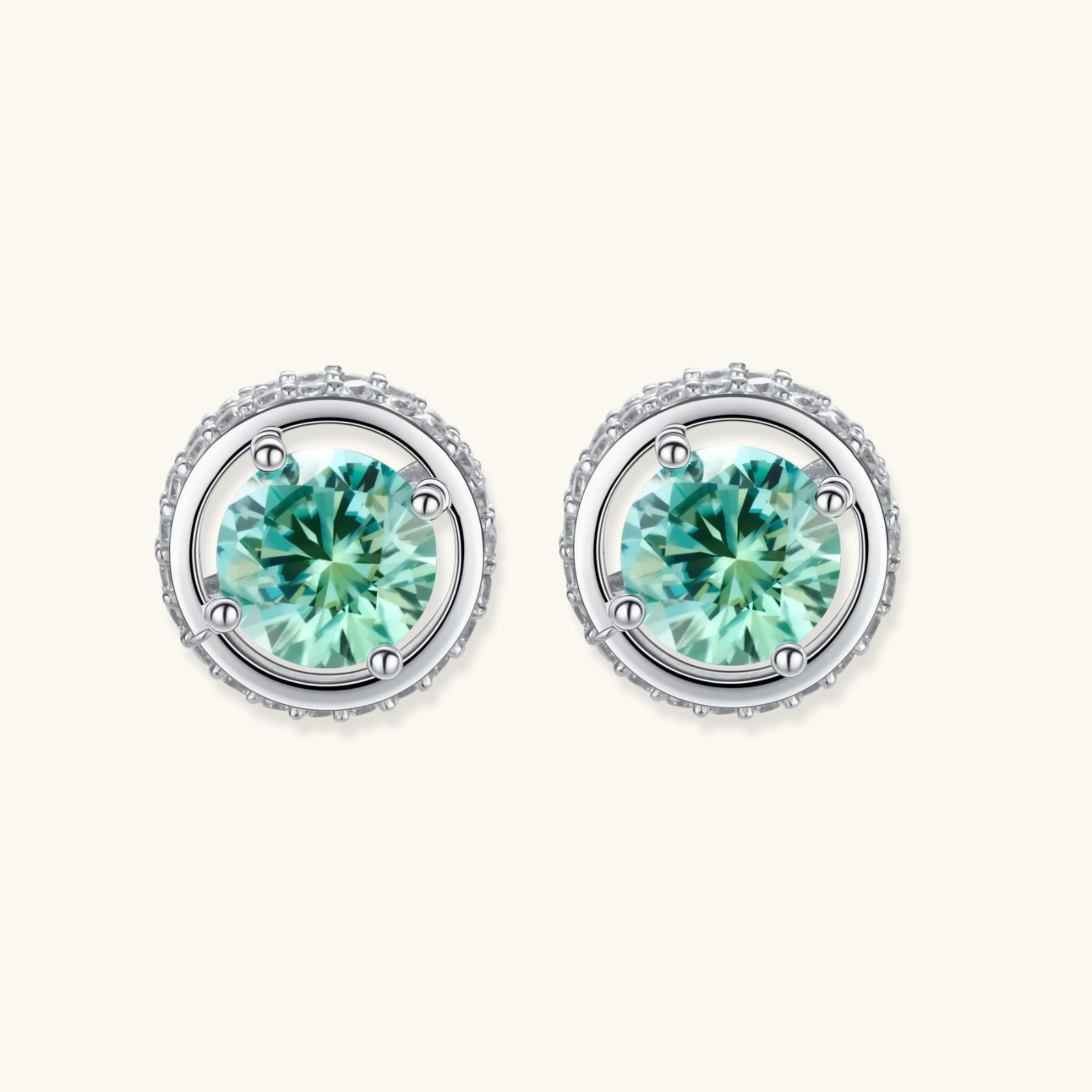Emerald Spark Halo Stud Earrings