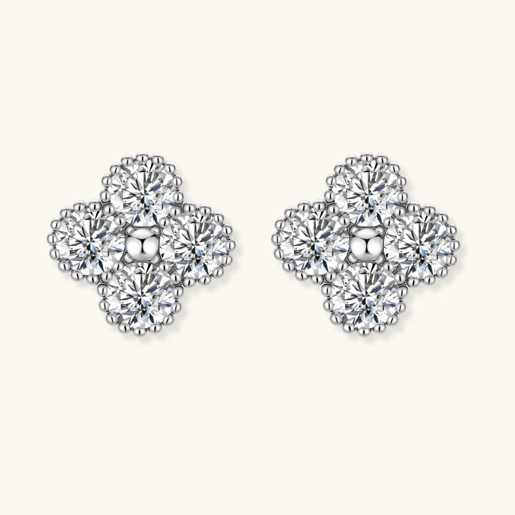 Quatrefoil Moissanite Stud Earrings