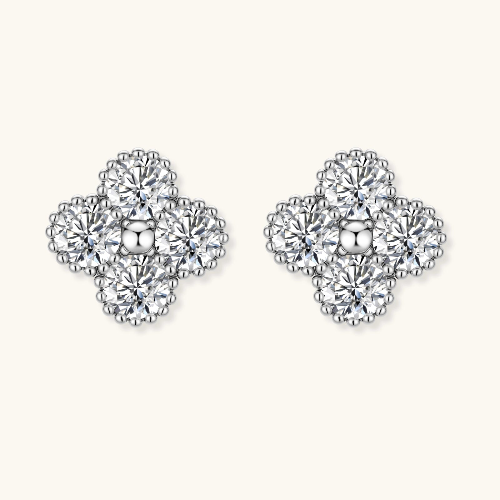Quatrefoil Moissanite Stud Earrings