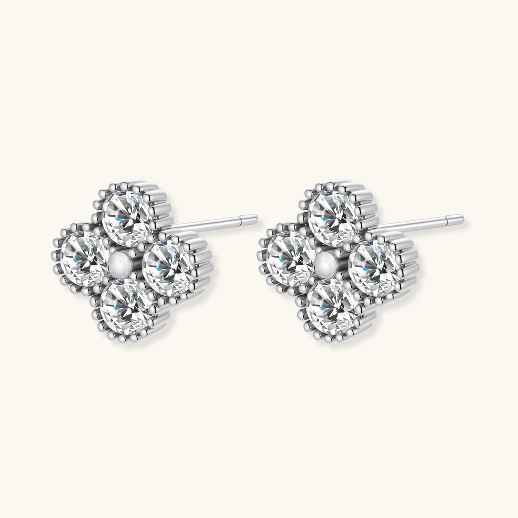 Quatrefoil Moissanite Stud Earrings