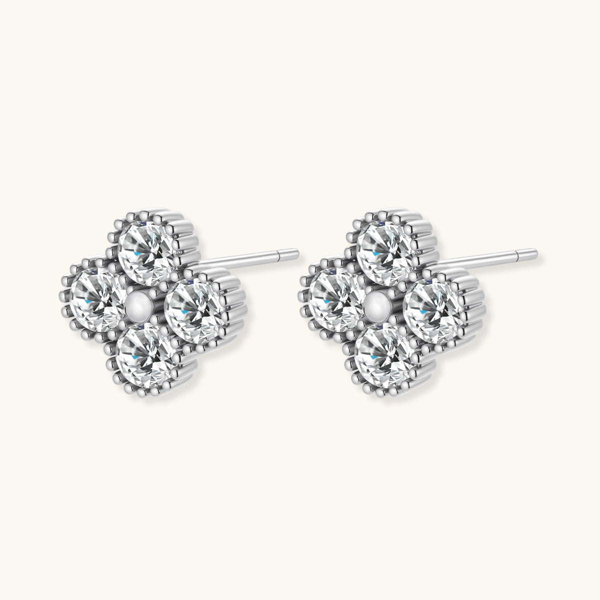 Quatrefoil Moissanite Stud Earrings