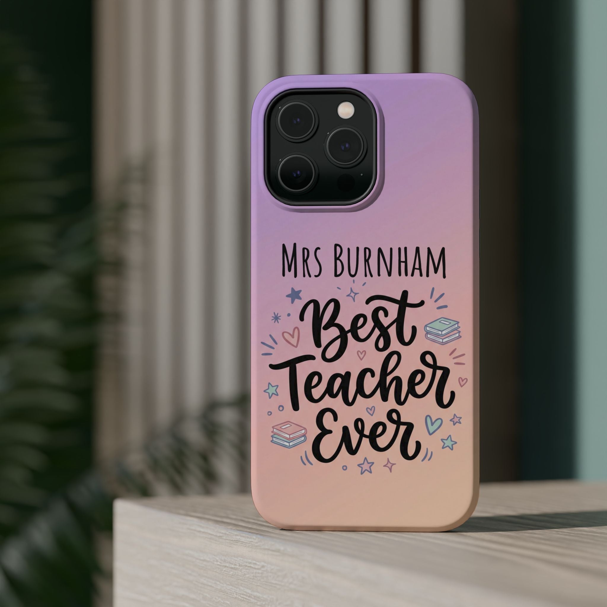 Best Teacher Ever Personalized Phone Case — Wireless Charging Cover