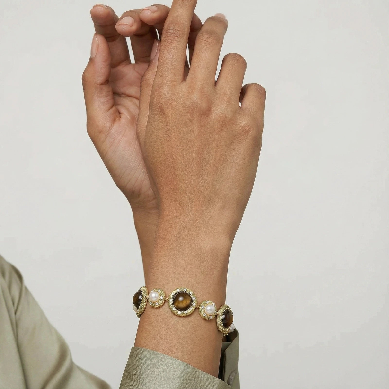 Tiger's Eye Pearl Wisdom Bracelet