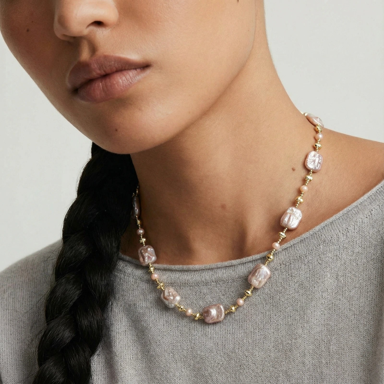 Iridescent Pearl Chain Necklace