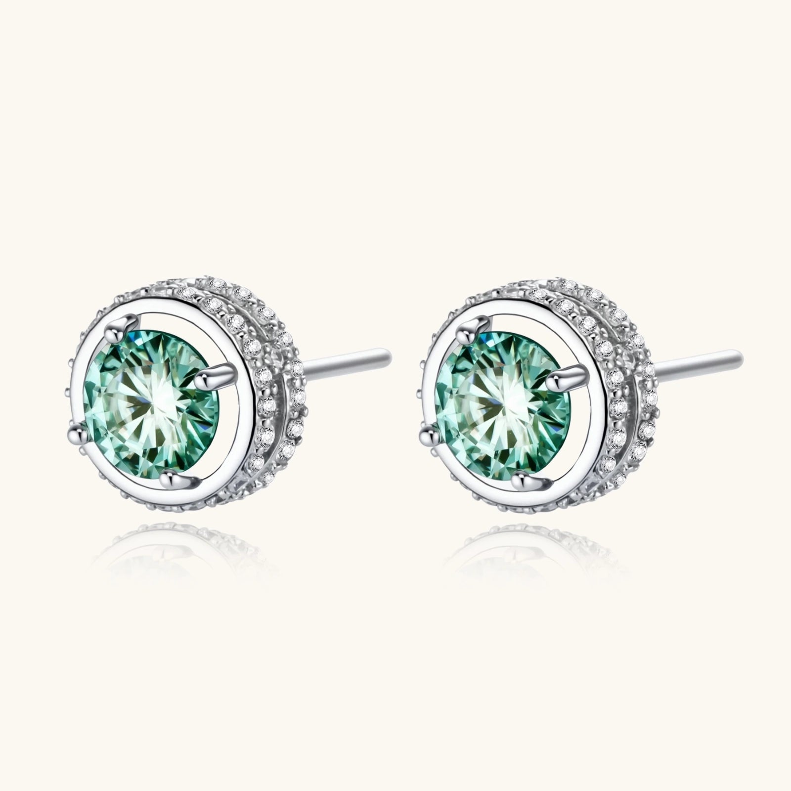 Emerald Spark Halo Stud Earrings