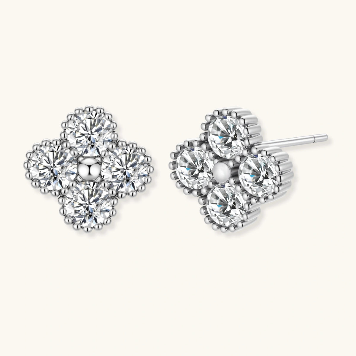 Quatrefoil Moissanite Stud Earrings