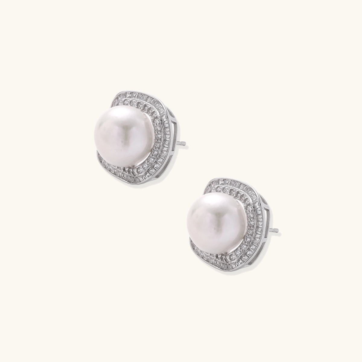 Halo Pearl Stud Earrings