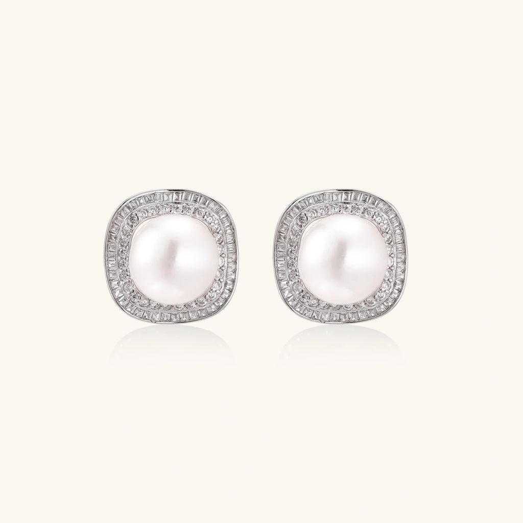 Halo Pearl Stud Earrings