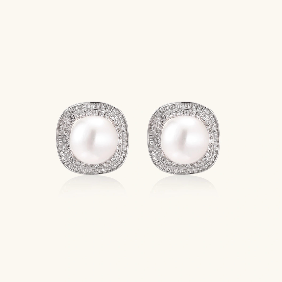 Halo Pearl Stud Earrings