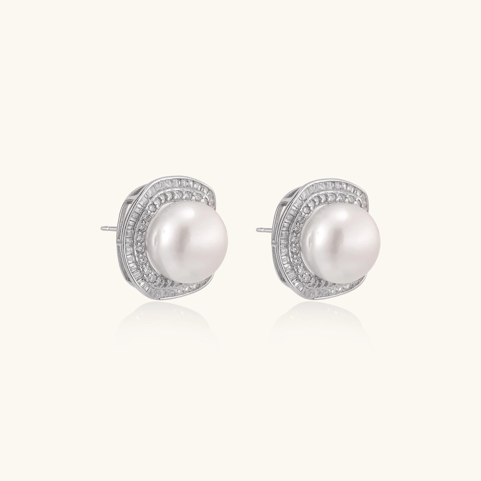 Halo Pearl Stud Earrings