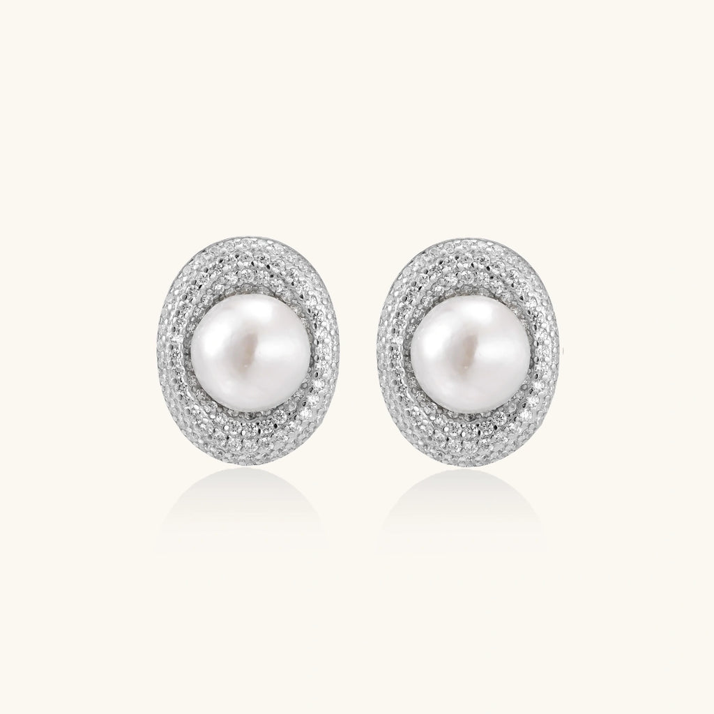 Pearl Halo Stud Earrings