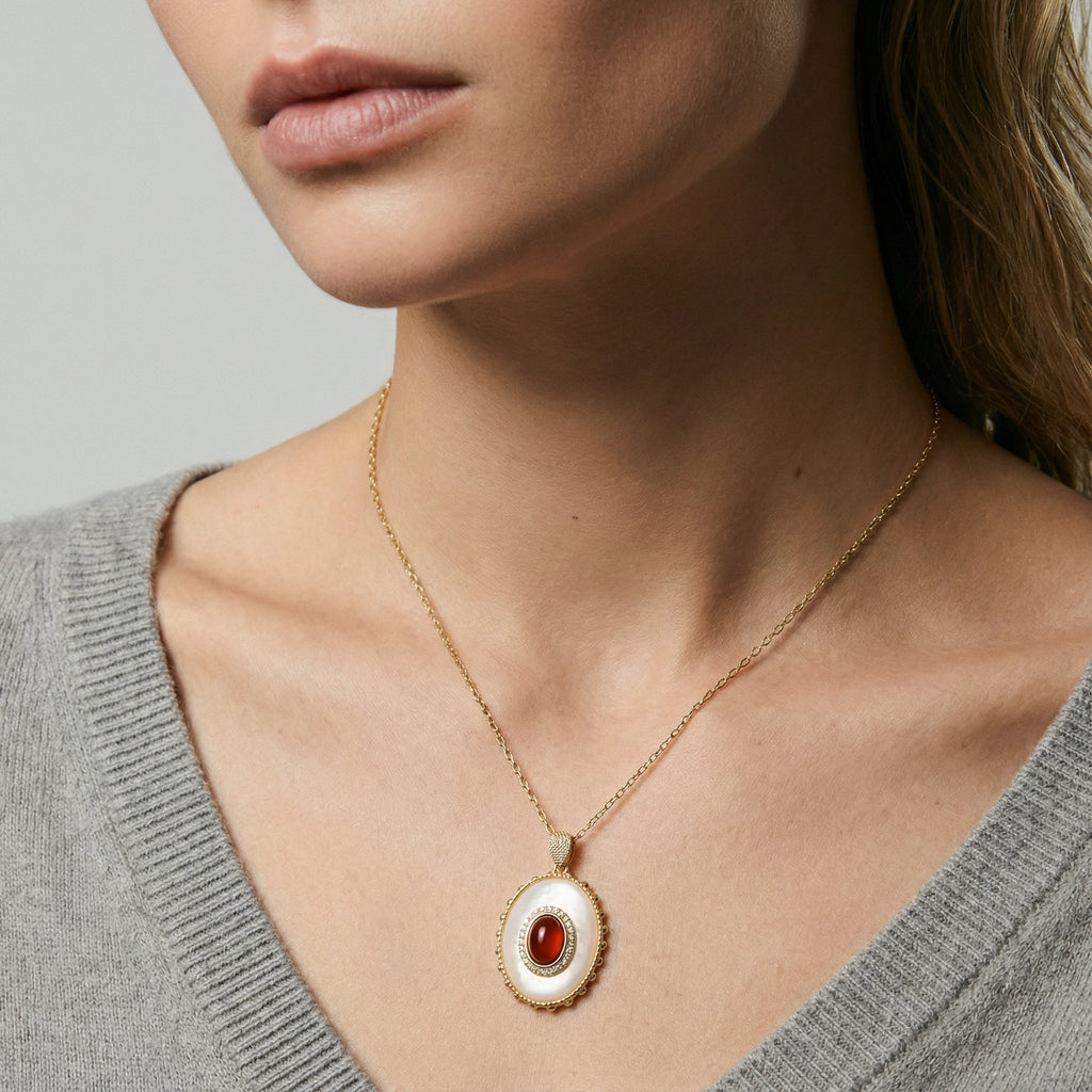 Amber Cameo Pendant Necklace
