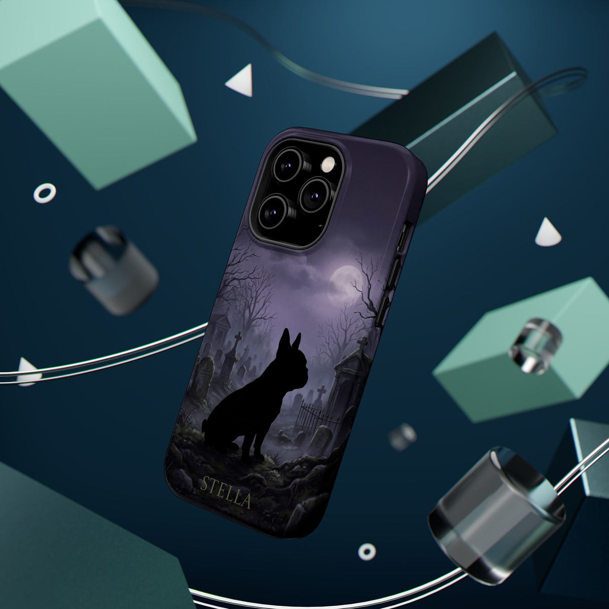 Personalized French Bulldog Moonlit Graveyard Phone Case — Wireless Charging Cover