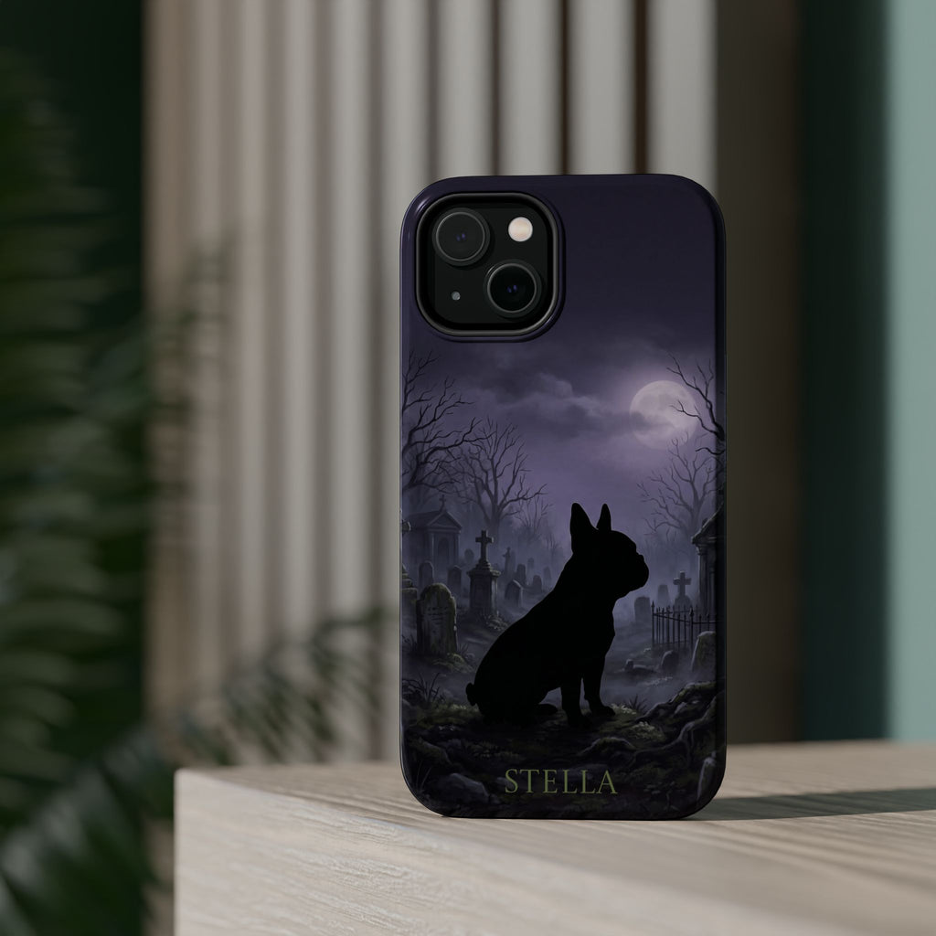 Personalized French Bulldog Moonlit Graveyard Phone Case — Wireless Charging Cover