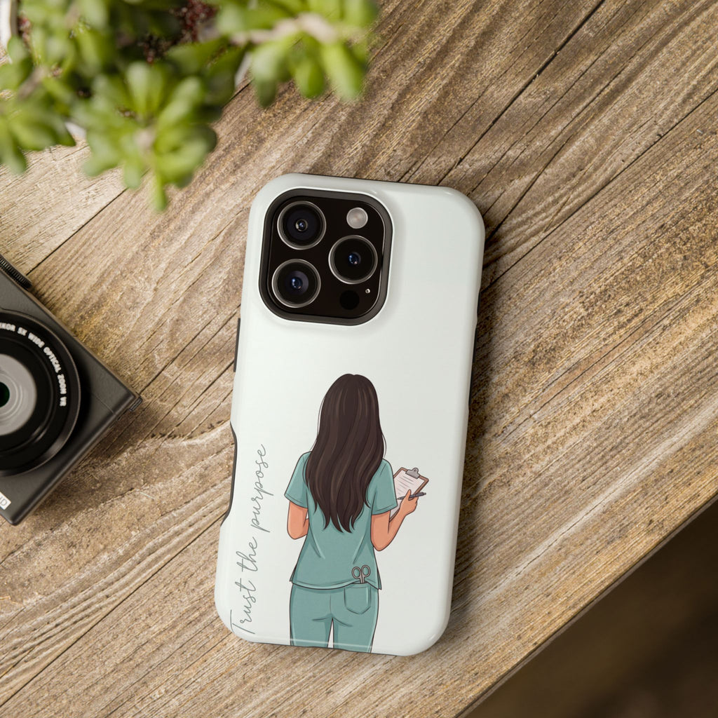 Nurse Illustration Phone Case — Impact-Resistant Wireless Charging Cover