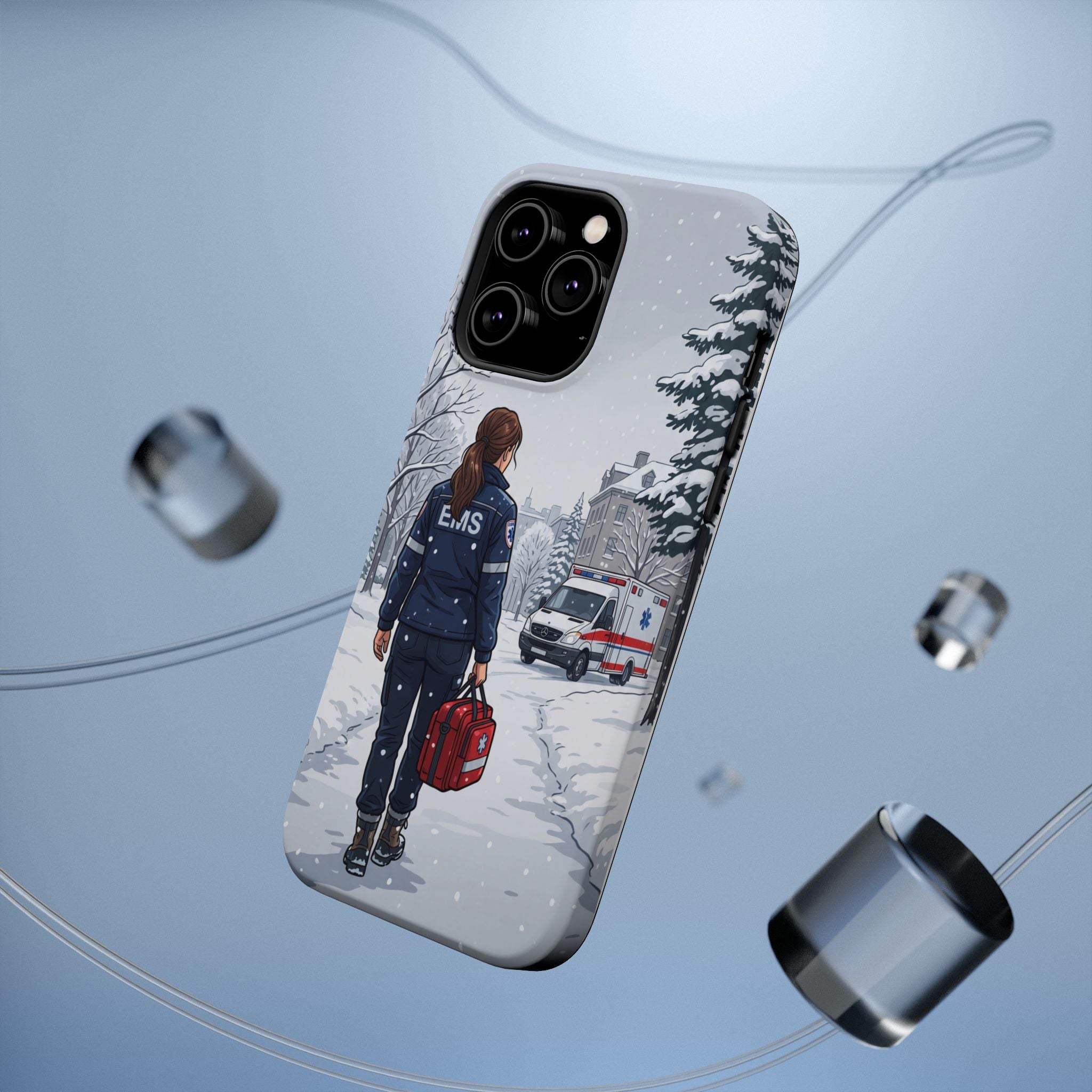 Paramedic/EMT Winter Phone Case — Magnetic Wireless Charging Cover