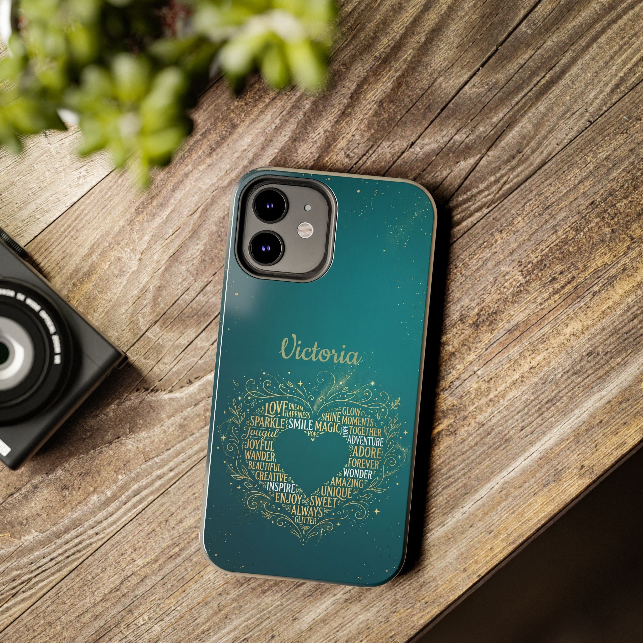 Personalized Teacher Phone Case — Custom Name Heart Word Art Design