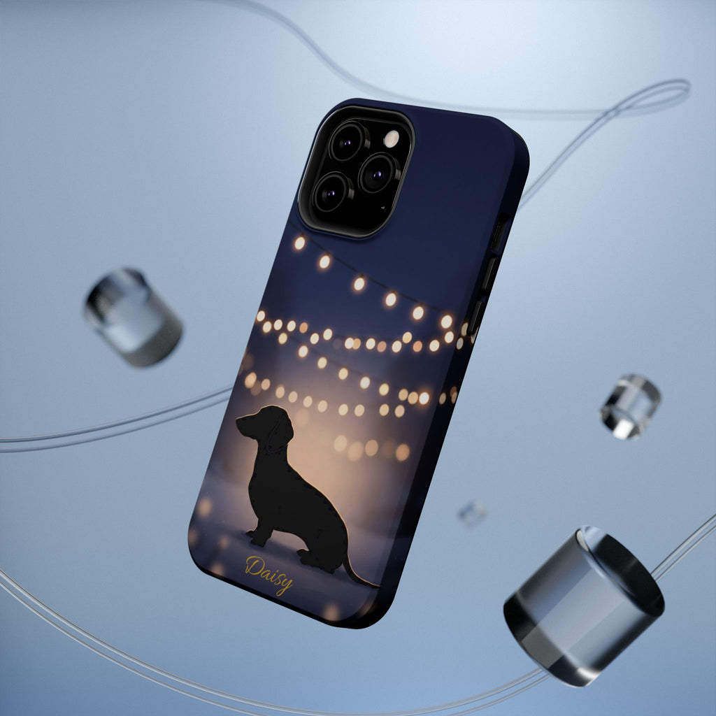 Personalized Dachshund Fairy Lights Phone Case — Wireless Charging Cover