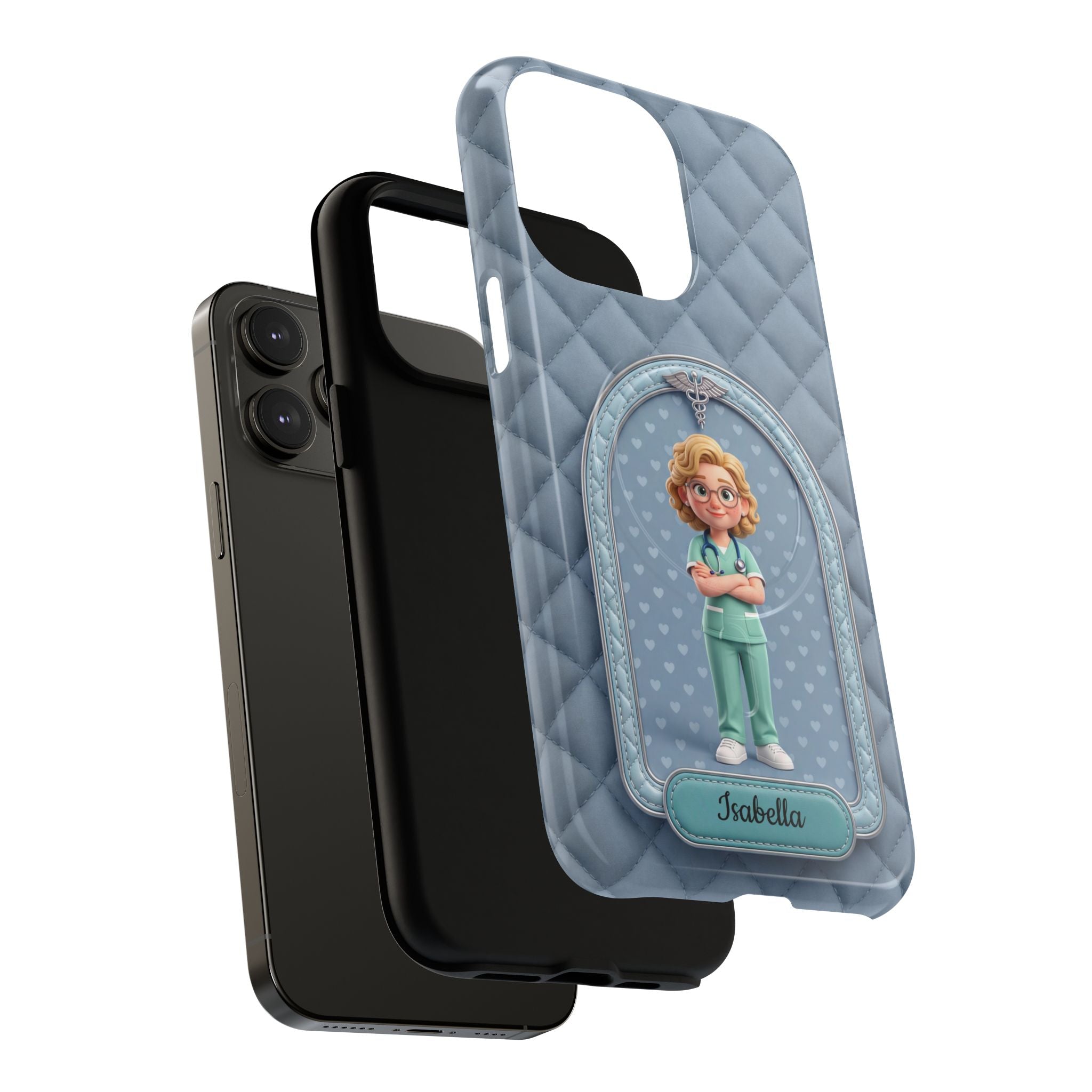 Personalized Nurse Phone Case | Quilted Badge Design, Custom Name iPhone Case