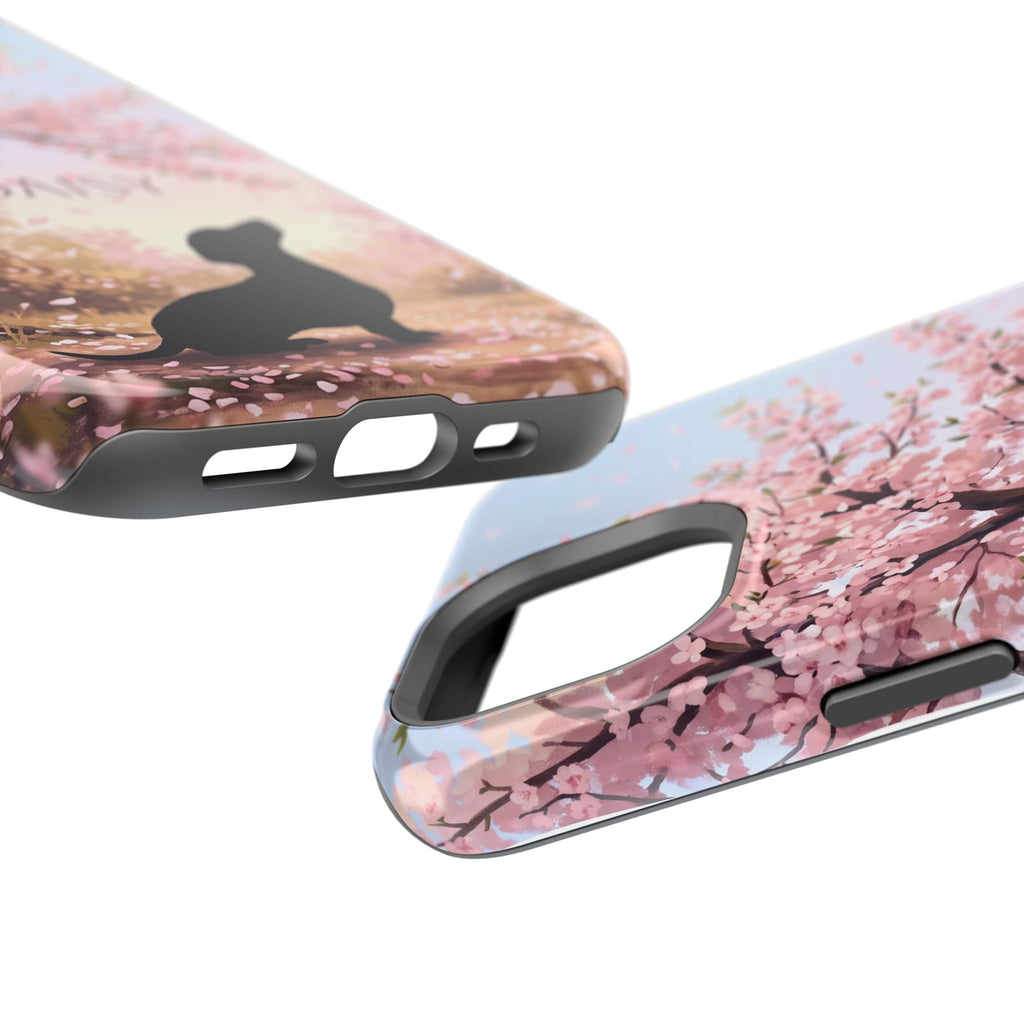 Personalized Dachshund Cherry Blossom Phone Case — Wireless Charging Cover