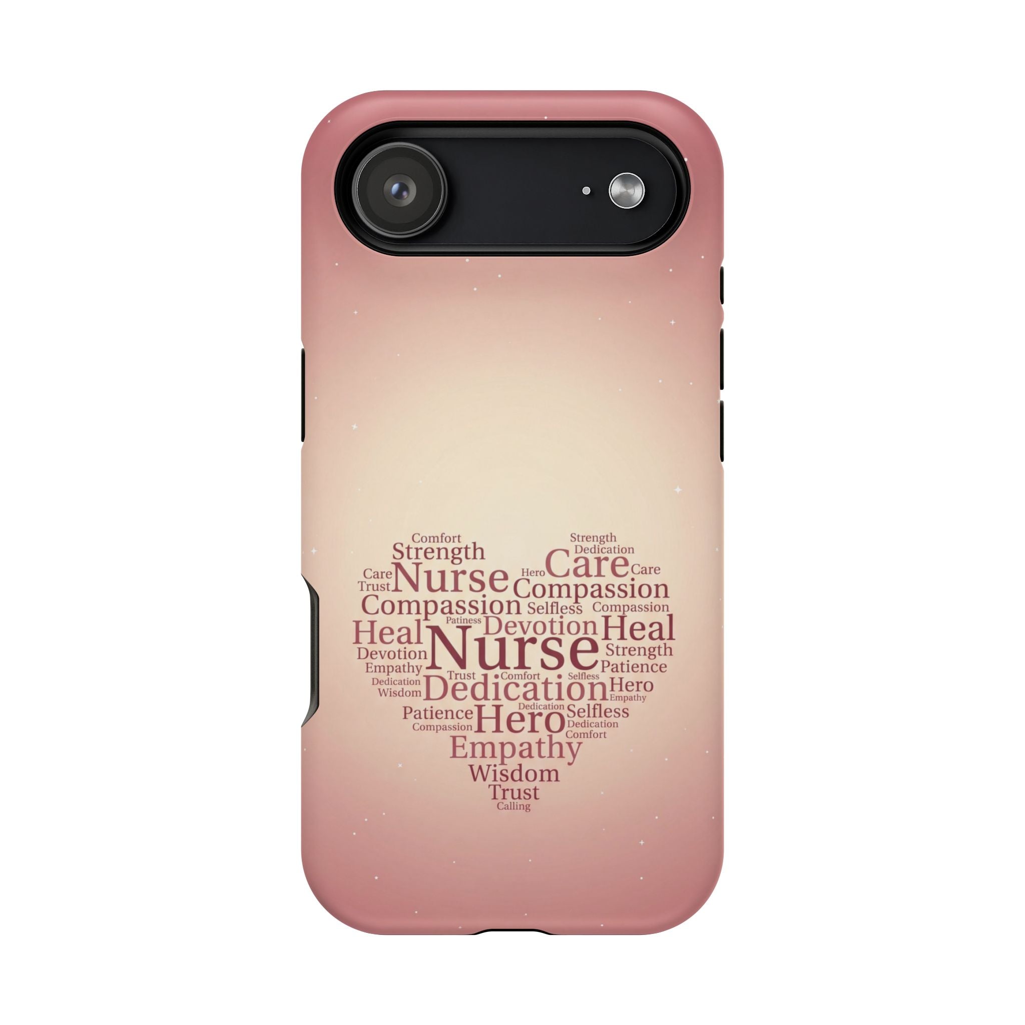Nurse Heart Word Art Phone Case — Impact-Resistant Wireless Charging Cover
