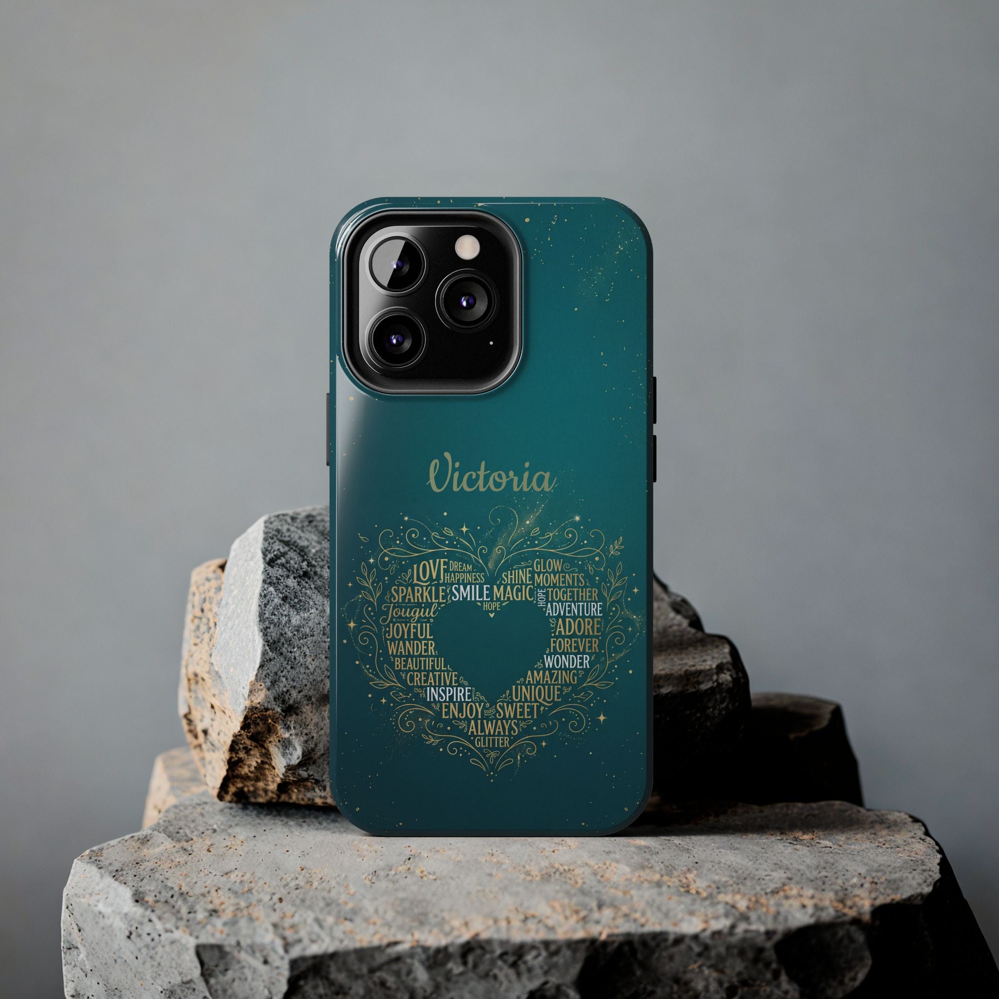 Personalized Teacher Phone Case — Custom Name Heart Word Art Design